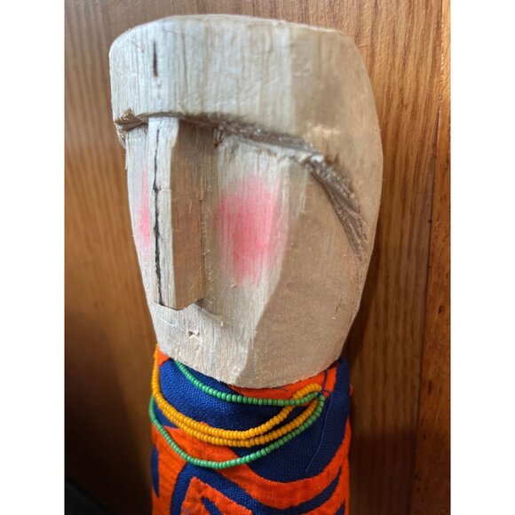 1970’s Wooden Kuna Doll San Blas Islands Panama Handcrafted Hand Stitched Mola - Picture 7 of 10